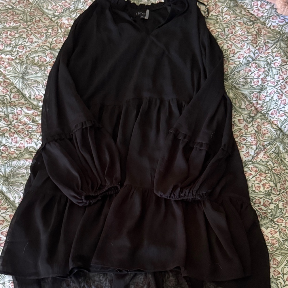 1. State Black Tiered Long Sleeve Dress